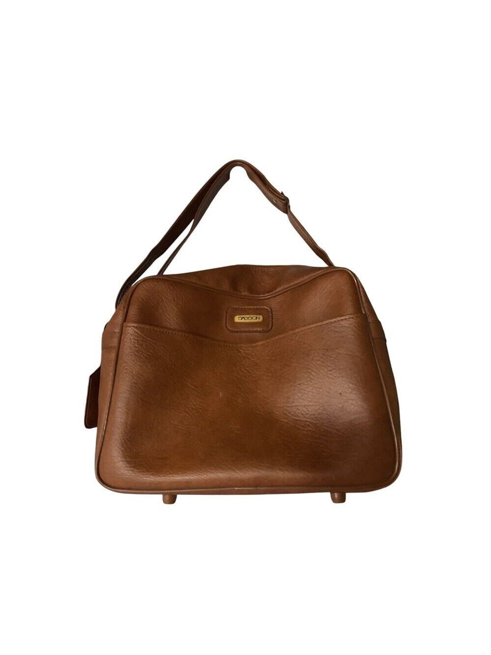 Vintage Sasson Travel Luggage Bag 1980's Premium Travel Purse Bag Brand Brown